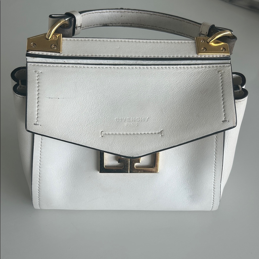 Givenchy White Satchel With Gold Accents